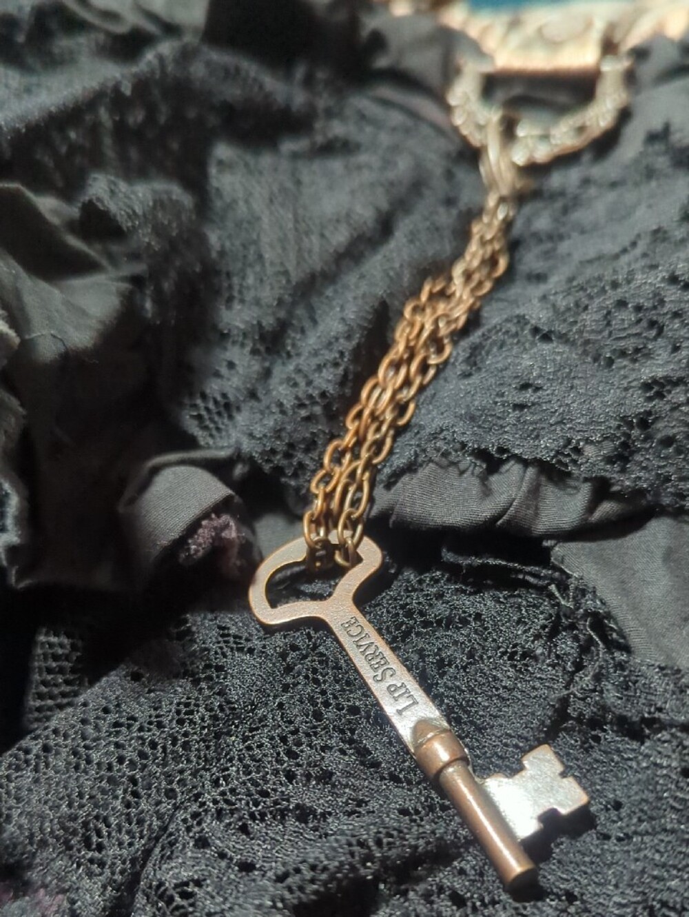 EXTREMELLY RARE Lip Service Skirt Bronze Metallic Waistband and Ornate Buckle - Picture 3 of 11